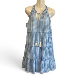 THML,Blue Sleeveless Ruffle
Dress, Completely
Lined, Excellent Condition, Size S